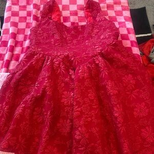 SHEIN Red Floral Dress